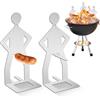 KFDDRN Set di 2 supporti per salsicce, in acciaio inox, accessori per barbecue a gas, divertenti per uomini Hot-Dog BBQ Strumenti per esterni e campeggio
