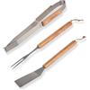 Envenzo Set di 3 utensili per barbecue con manico in legno in acciaio inox, per esterni e interni, kit di strumenti per barbecue include forchetta, spatola e pinze