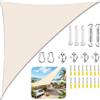 ZFEBHMY Tenda a Vela Triangolare, Vela Ombreggiante Triangolare Impermeabile con Kit di Fissaggio Corda, Tenda da Sole Telo Parasole Ombreggiante per Giardino Patio Piscina-Creamy-white||5x5x7.1M