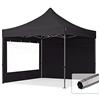 TOOLPORT 3x3m Gazebo Pieghevole con Laterali (finestre panoramiche), Premium Acciaio, Nero