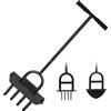Boudech Aeroforge - Arieggiatore per Prato Manuale 3 in 1 con Aeratore a 4 Punte Pala a Mezzaluna per Bordatura e Carotaggio con Vassoio di Stoccaggio per la Cura del Giardino Nero