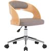 vidaXL Sedia da ufficio girevole color tortora in legno curvato e tessuto