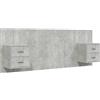 vidaXL Testiera con comodini in legno grigio cemento