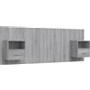 vidaXL Testiera con comodini in legno Grigio Sonoma