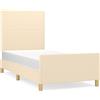 vidaXL Struttura letto senza materasso crema 100x200 cm tessuto