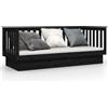 vidaXL Letto da giorno nero 75x190 cm in legno di pino massiccio