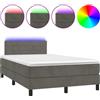 vidaXL Letto a molle con materasso e LED grigio scuro 120x200 cm in velluto
