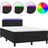 vidaXL Letto a molle con materasso e LED nero 120x200 cm in velluto