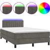 vidaXL Letto a molle con materasso e LED grigio scuro 120x200 cm in velluto