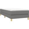 vidaXL Letto a molle con materasso grigio scuro 100x200 cm in tessuto