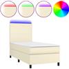 vidaXL Letto a molle con materasso e LED crema 90x200 cm in Pelle finta