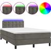 vidaXL Letto a molle con materasso e LED grigio scuro 120x200 cm in velluto