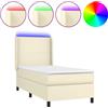 vidaXL Letto a molle con materasso e LED crema 90x200 cm in Pelle finta