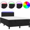 vidaXL Letto a molle con materasso e LED nero 120x200 cm in velluto