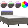 vidaXL Letto a molle con materasso e LED grigio scuro 120x200 cm in velluto