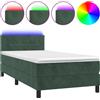 vidaXL Letto a molle con materasso e LED verde scuro 80x200 cm in velluto