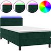 vidaXL Letto a molle con materasso e LED verde scuro 80x200 cm in velluto