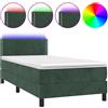 vidaXL Letto a molle con materasso e LED verde scuro 80x200 cm in velluto
