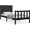 vidaXL Letto in legno massiccio con testiera nera