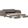 vidaXL Letto da giorno allungabile con cassetti Taupe 80x200 cm tessuto