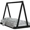 vidaXL Letto per bambini nero 80x160 cm in legno di pino massiccio