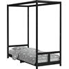 vidaXL Letto per bambini nero 80x200 cm in legno di pino massiccio