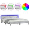 vidaXL Giroletto con testiera e illuminazione LED grigio cemento