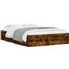 vidaXL Struttura letto con cassetti in rovere fumé 120x200cm Materiale a base di legno