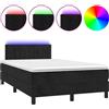 vidaXL Letto a molle con materasso e LED nero 120x190 cm in velluto
