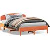 vidaXL Letto in legno massiccio senza materasso Wax brown 150x200 cm Legno di pino