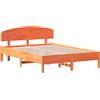 vidaXL Letto in legno massiccio senza materasso Wax brown 160x200 Legno di pino