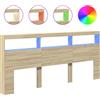 vidaXL Testata LED con ripiani rovere Sonoma 220x17x102 cm
