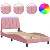vidaXL Struttura letto con LED senza materasso "Hanko" Rosa 90x190 cm Velluto