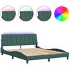 DKD HOME DECOR Struttura letto con luci LED verde scuro 160x200 cm in velluto