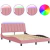 vidaXL Struttura letto con LED senza materasso "Hanko" Rosa 120x200 cm Velluto