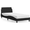 vidaXL Letto con materasso "Dover" nero 90x190 cm in tessuto