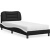 vidaXL Letto con materasso "Hvar" bianco e nero 90x190 cm in Pelle finta