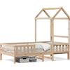 vidaXL Letto in legno massiccio con tetto 75x190 cm pino