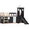 vidaXL Letto a castello con scivolo e tende bianco e nero 80x200 cm