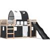 vidaXL Letto a castello con scivolo e tende bianco e nero 80x200 cm