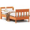 vidaXL Letto in legno massiccio senza materasso cera marrone 75x190 cm legno di pino