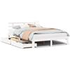 vidaXL Letto in legno massiccio con cassetti bianco 140x190 cm pino