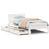vidaXL Letto in legno massiccio con cassetti bianco 100x200 cm pino