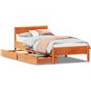 vidaXL Letto in legno massiccio senza materasso cera marrone 100x200 legno di pino