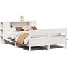 vidaXL Letto in legno massiccio con ripiano senza materasso Bianco 135x190 cm Pino