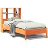 vidaXL Letto in legno massiccio con ripiano senza materasso Wax brown 75x190 cm