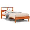 vidaXL Letto in legno massiccio con ripiano senza materasso Wax brown 100x200 cm