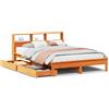 vidaXL Letto in legno massiccio con ripiano senza materasso Wax brown 160x200 cm