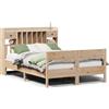 vidaXL Letto in legno massiccio con ripiano senza materasso 135x190 cm pino