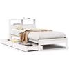 vidaXL Letto in legno massiccio con ripiano senza materasso bianco 90x200 cm pino
